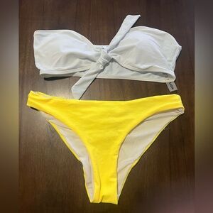 SHEIN White and Yellow Bikini Set